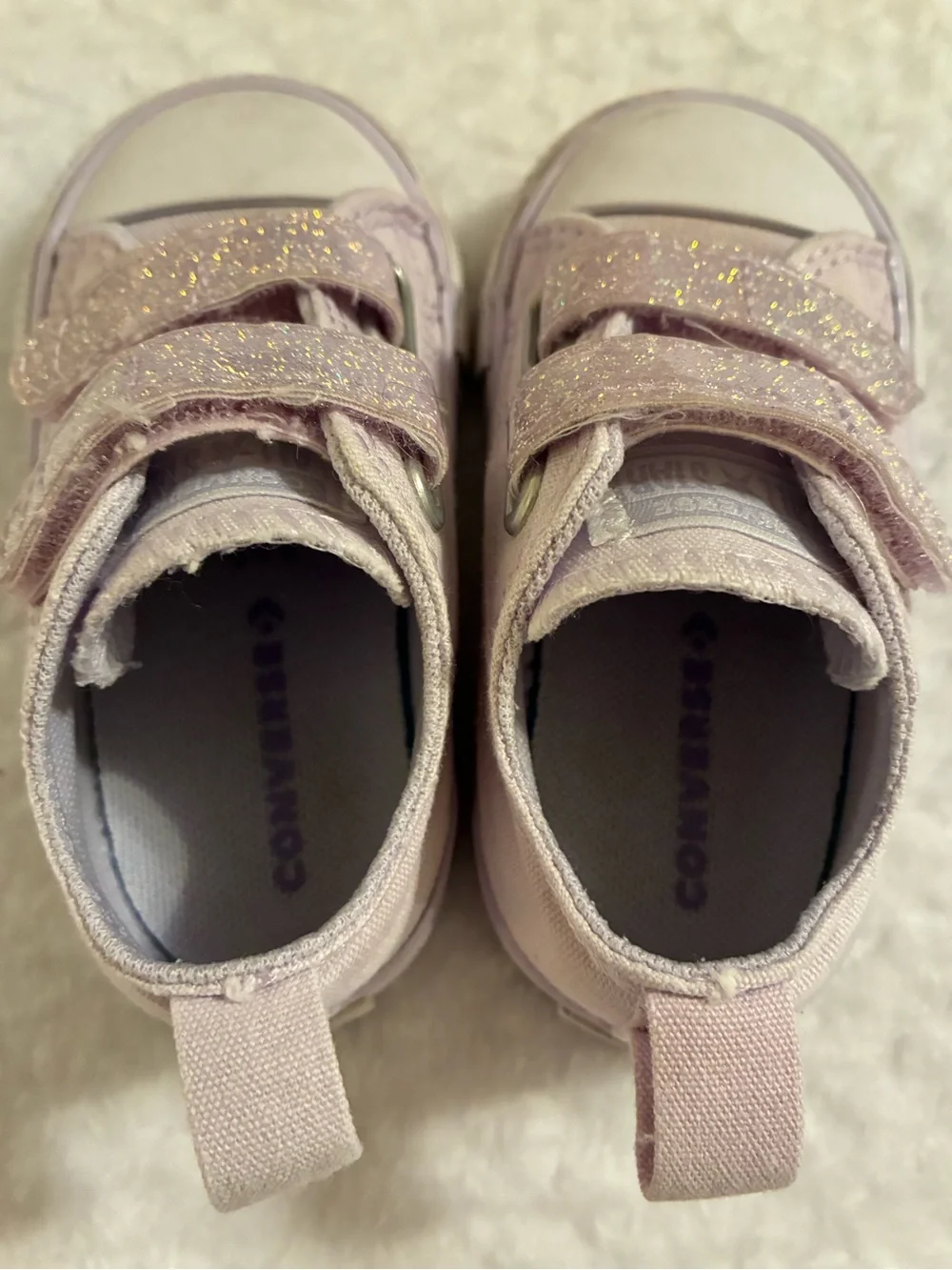 Converse All-Star Toddler Baby Sz 4 Disco Glitter Sneakers Lilac Purple Violet
